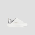 Wembley Slip-on Donna in pelle bianca e tallone in laminato argento
