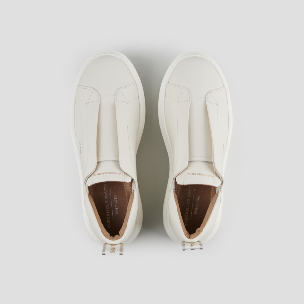 Sneakers Alexander Smith wembley slip-on donna in pelle bianca - 6