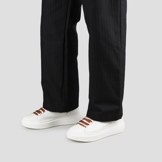 Sneakers Alexander Smith wembley uomo alta frequenza in nappa bianca e dettagli marroni - 2