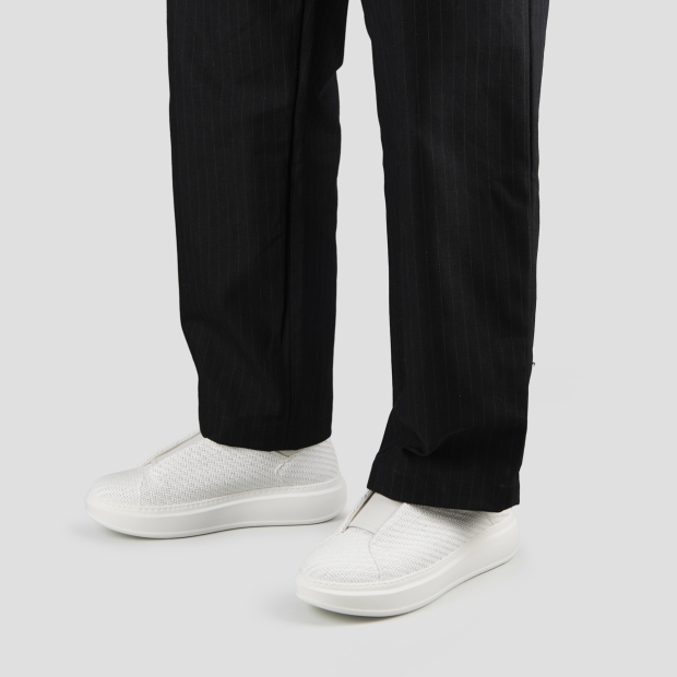 Sneakers Alexander Smith wembley slip-on uomo in pelle intrecciata bianca - 2