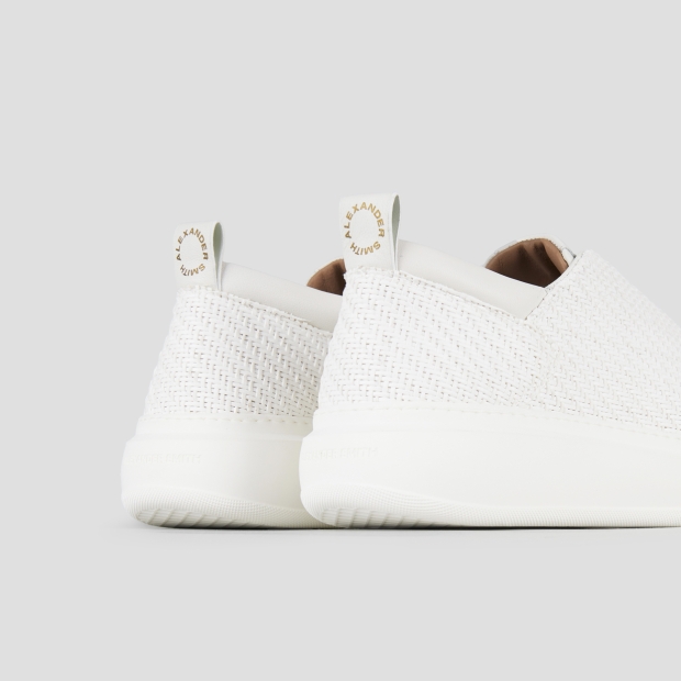Sneakers Alexander Smith wembley slip-on uomo in pelle intrecciata bianca - 5