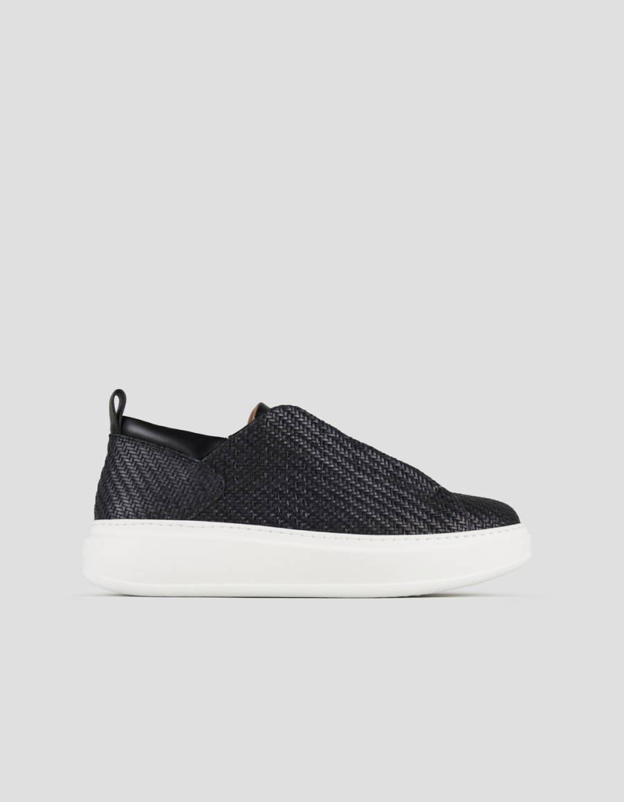 Sneakers Alexander Smith wembley slip-on uomo in pelle intrecciata nera - 1