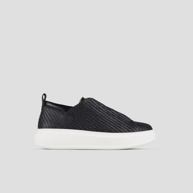 Sneakers Alexander Smith wembley slip-on uomo in pelle intrecciata nera - 1