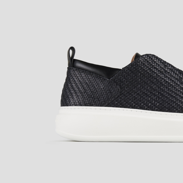Sneakers Alexander Smith wembley slip-on uomo in pelle intrecciata nera - 3
