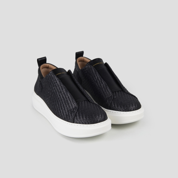 Sneakers Alexander Smith wembley slip-on uomo in pelle intrecciata nera - 4