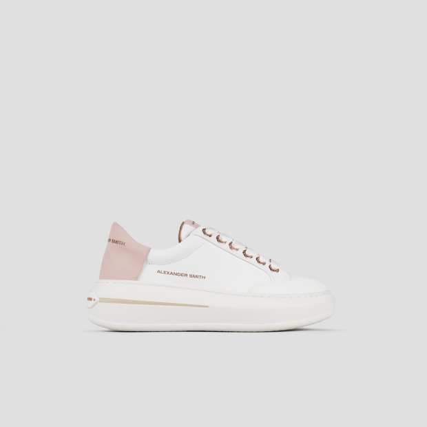 Sneakers Alexander Smith lancaster donna in pelle bianca e tallone rosa - 1
