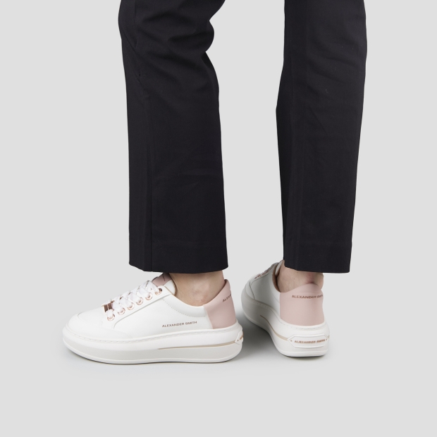 Sneakers Alexander Smith lancaster donna in pelle bianca e tallone rosa - 2