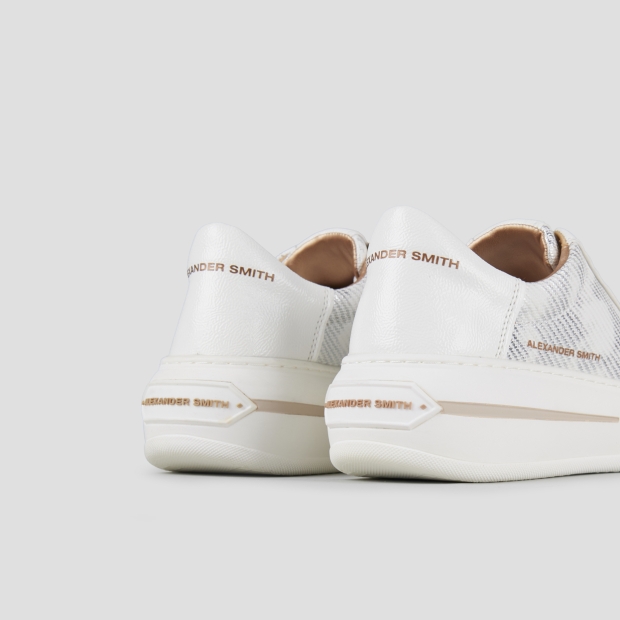 Sneakers Alexander Smith lancaster donna in pelle bianca con inserto in laminato nuvolato - 5