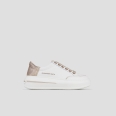 Lancaster Donna in pelle bianca e tallone con strass beige