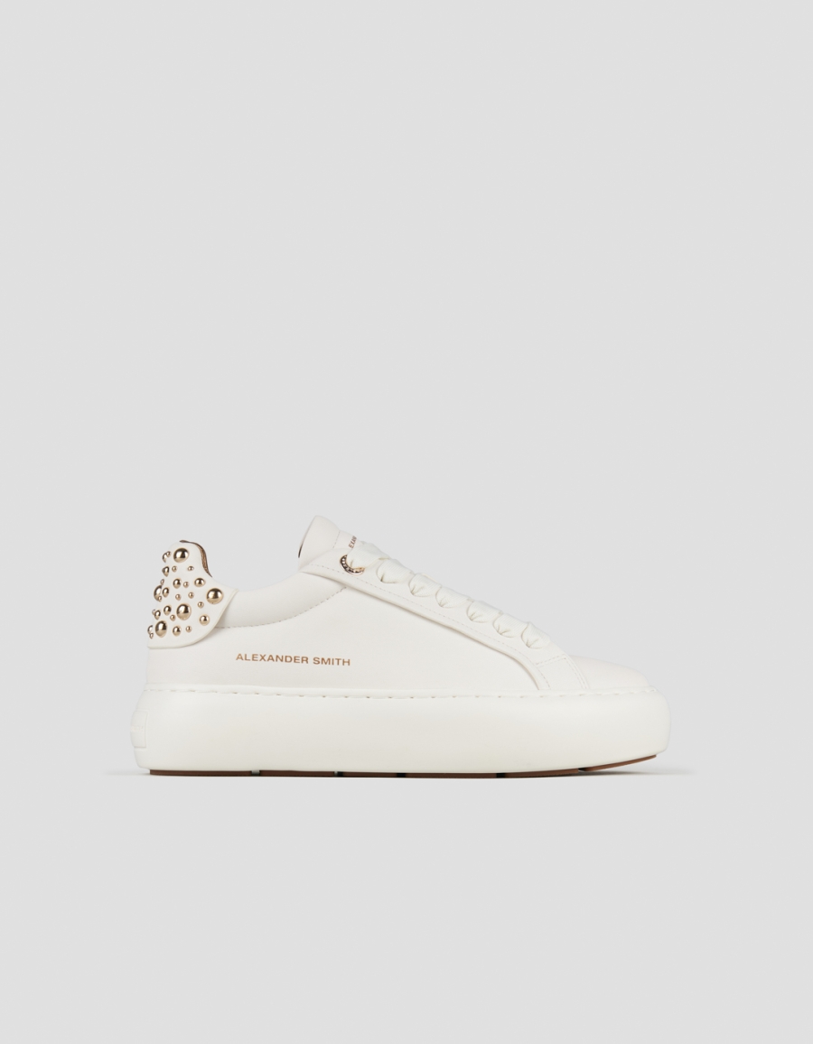 Sneakers Alexander Smith soho donna in pelle bianca e tallone con borchie - 1