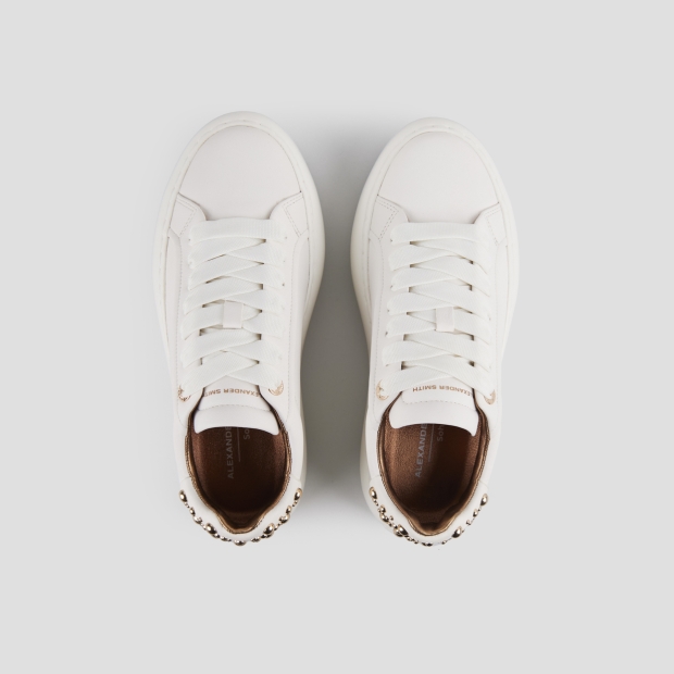 Sneakers Alexander Smith soho donna in pelle bianca e tallone con borchie - 6