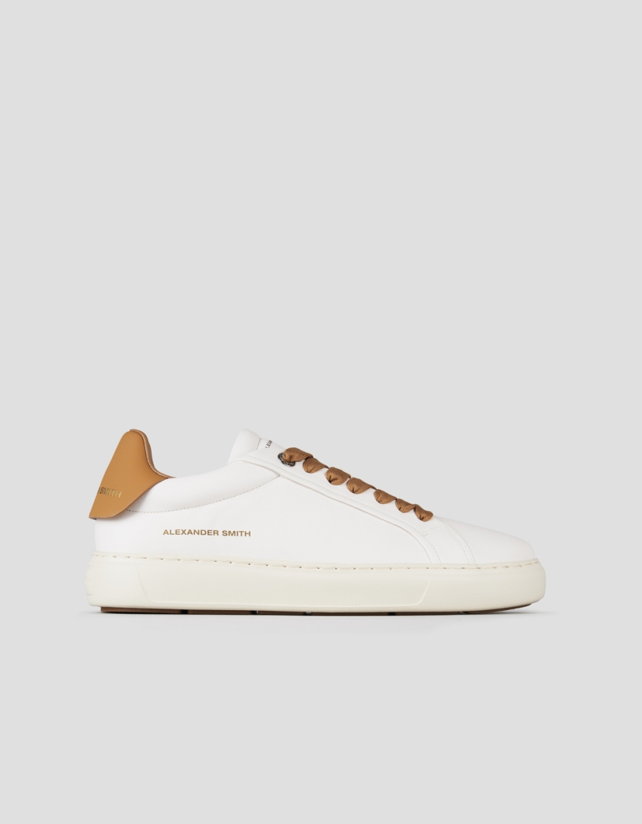 Sneakers Alexander Smith soho uomo in nappa bianca e tallone in pelle marrone - 1
