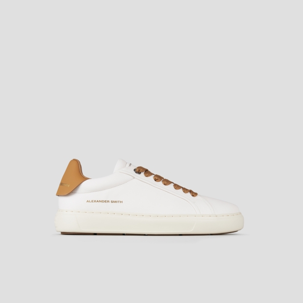 Sneakers Alexander Smith soho uomo in nappa bianca e tallone in pelle marrone - 1