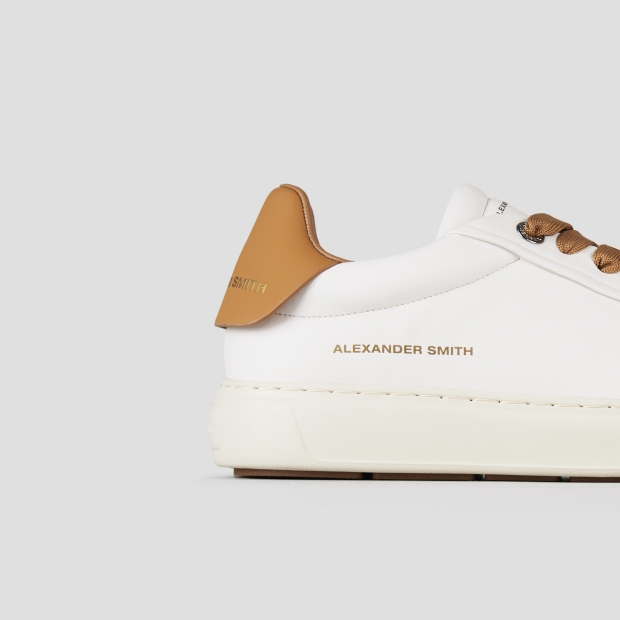 Sneakers Alexander Smith soho uomo in nappa bianca e tallone in pelle marrone - 3