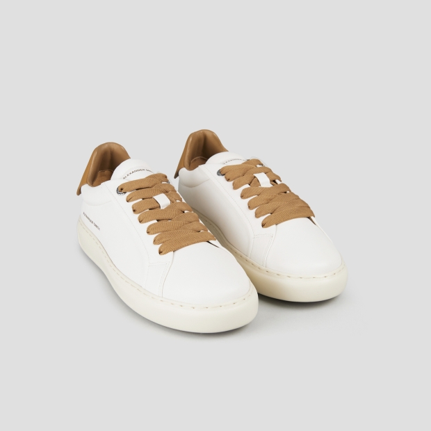 Sneakers Alexander Smith soho uomo in nappa bianca e tallone in pelle marrone - 4