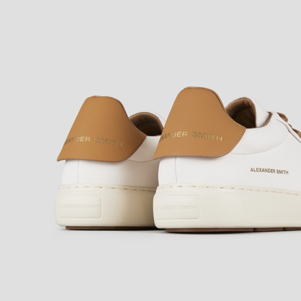 Sneakers Alexander Smith soho uomo in nappa bianca e tallone in pelle marrone - 5
