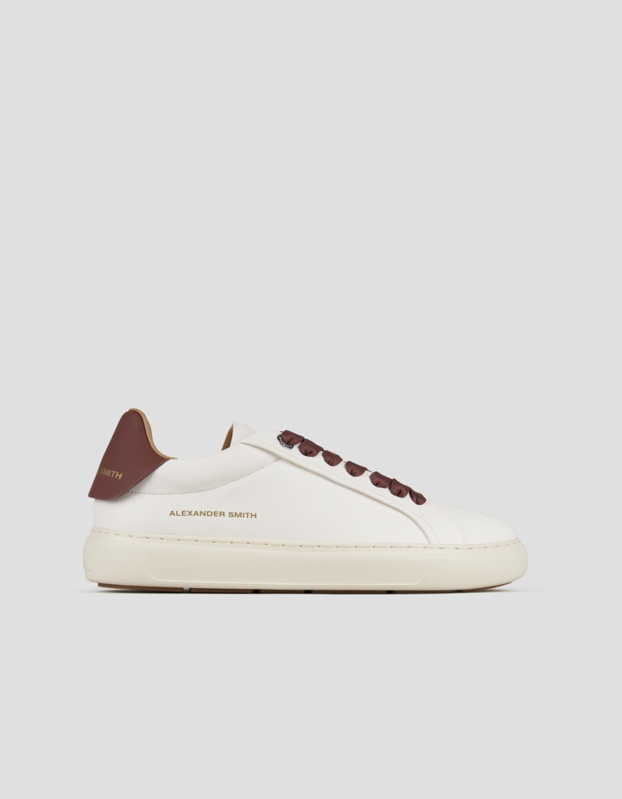 Sneakers Alexander Smith soho uomo in nappa bianca e tallone in pelle vinaccia - 1