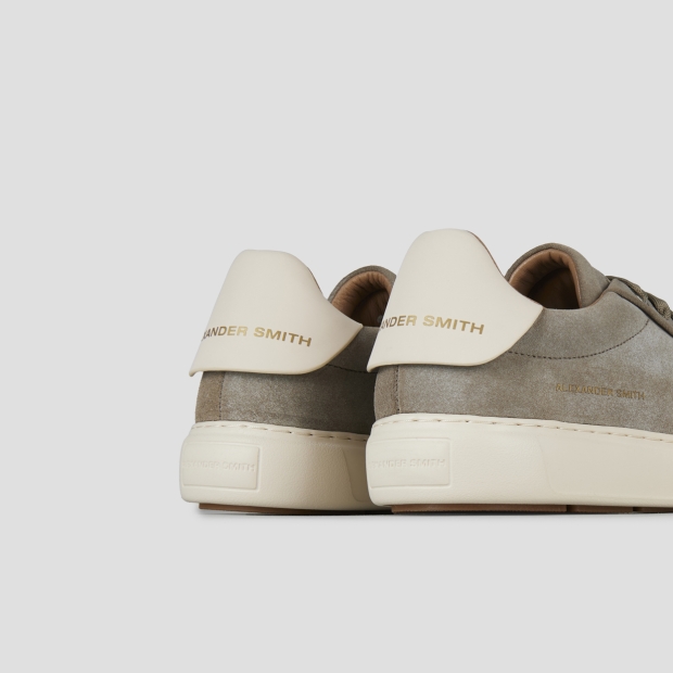 Sneakers Alexander Smith soho uomo in suede verde militare e tallone in pelle bianca - 5