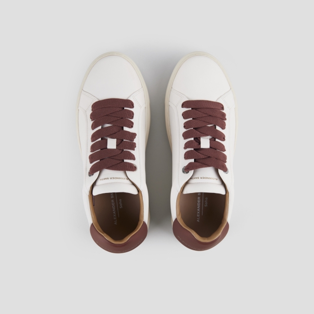 Sneakers Alexander Smith soho uomo in nappa bianca e tallone in pelle vinaccia - 6