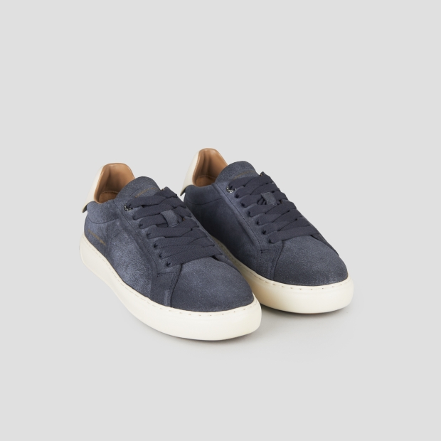 Sneakers Alexander Smith soho uomo in suede nero e tallone in pelle bianca - 4