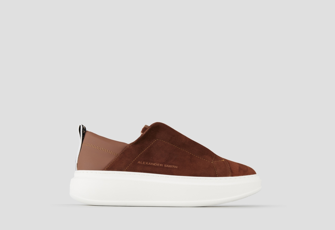 Sneakers Alexander Smith wembley slip-on donna in camoscio marrone - 1
