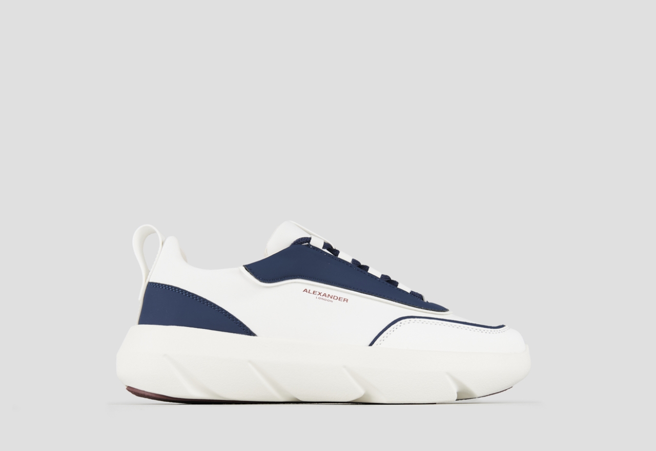 Sneakers Alexander Smith eclipse uomo in pelle bianca con inserti blu - 1