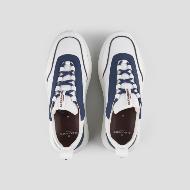 Sneakers Alexander Smith eclipse uomo in pelle bianca con inserti blu - 6