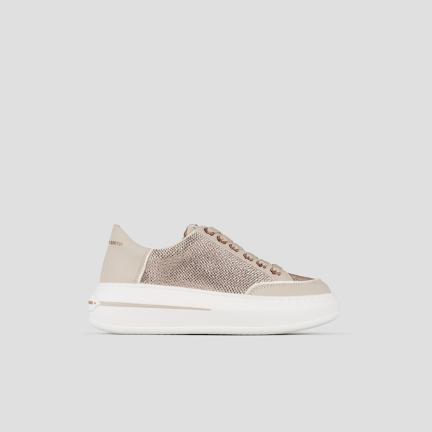 Sneakers Alexander Smith lancaster donna in pelle beige con inserti strass - 1