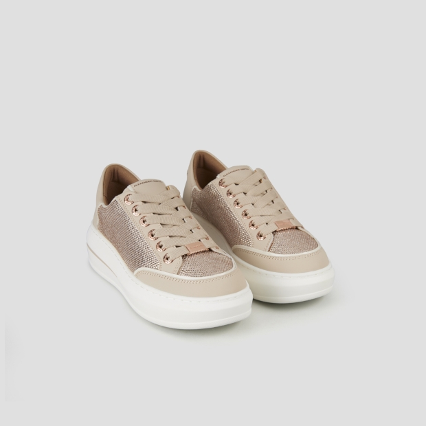 Sneakers Alexander Smith lancaster donna in pelle beige con inserti strass - 4