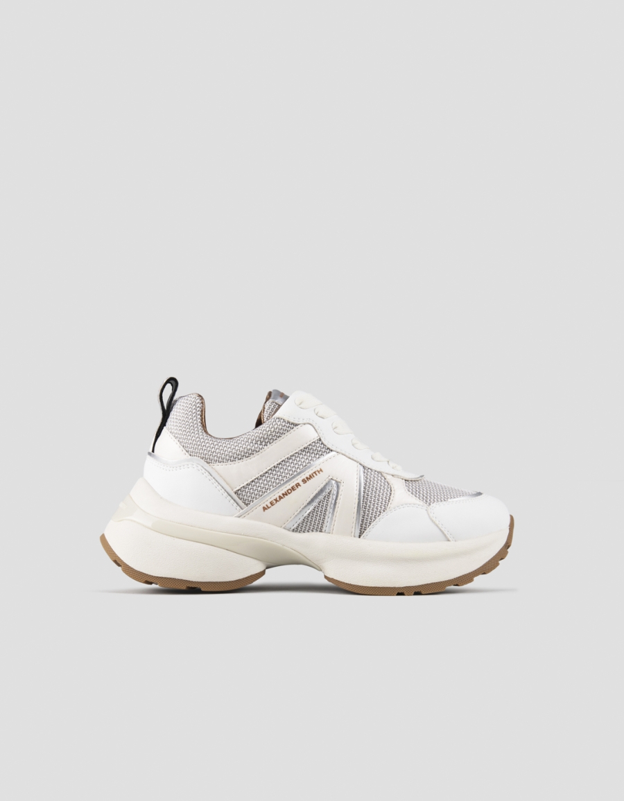 Sneakers Alexander Smith victoria donna in pelle e tessuto tecnico con dettagli laminati argento - 1