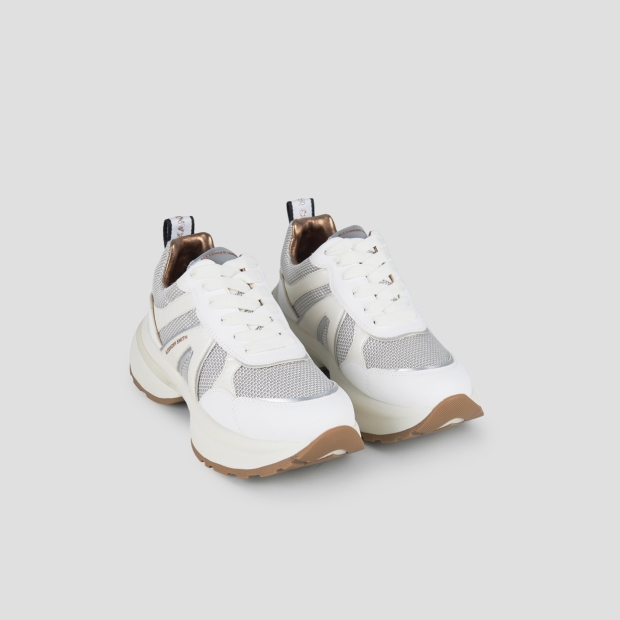 Sneakers Alexander Smith victoria donna in pelle e tessuto tecnico con dettagli laminati argento - 4