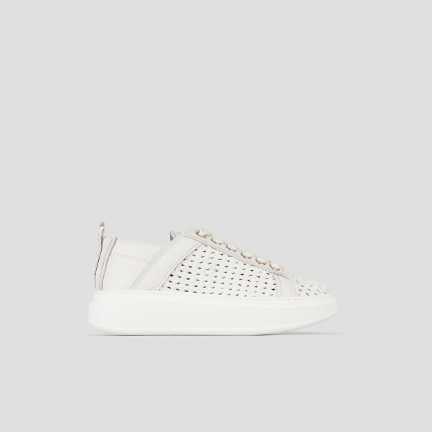 Sneakers Alexander Smith wembley donna in pelle intrecciata bianca e tallone in pelle liscia - 1