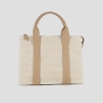 Jane Medium borsa a spalla con tracolla in rafia e manico sabbia