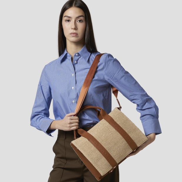 Sneakers Alexander Smith jane medium borsa a mano con tracolla in rafia e manico marrone - 2