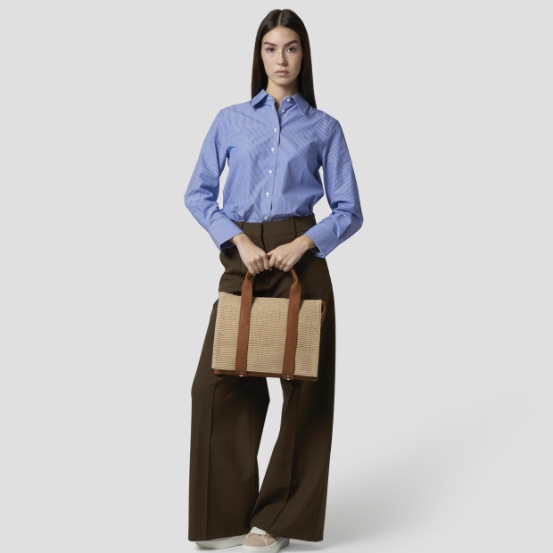 Sneakers Alexander Smith jane medium borsa a mano con tracolla in rafia e manico marrone - 6