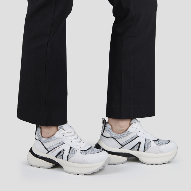 Sneakers Alexander Smith victoria donna in pelle bianca e mesh azzurro con dettagli neri - 2