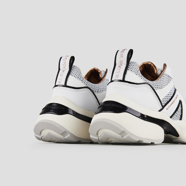 Sneakers Alexander Smith victoria donna in pelle bianca e mesh azzurro con dettagli neri - 5