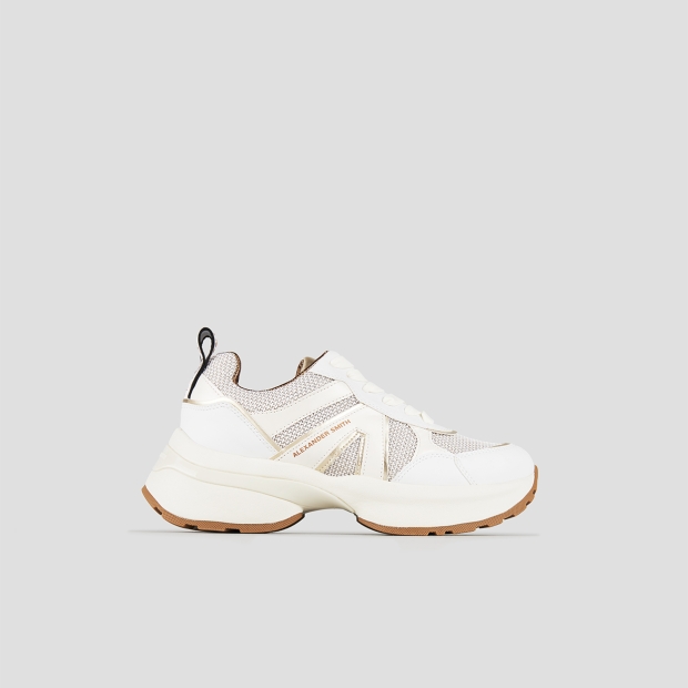 Sneakers Alexander Smith victoria donna in pelle e tessuto tecnico con dettagli laminati oro - 1