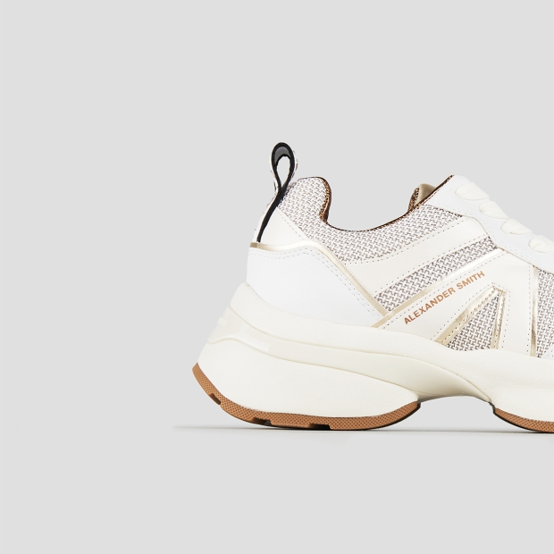 Sneakers Alexander Smith victoria donna in pelle e tessuto tecnico con dettagli laminati oro - 3