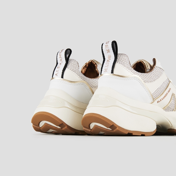 Sneakers Alexander Smith victoria donna in pelle e tessuto tecnico con dettagli laminati oro - 5