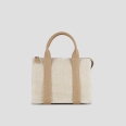 Jane Small borsa a mano con tracolla in rafia e manico sabbia