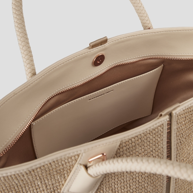 Sneakers Alexander Smith lauren medium borsa a mano con tracolla in rafia beige e manico intrecciato sabbia - 6