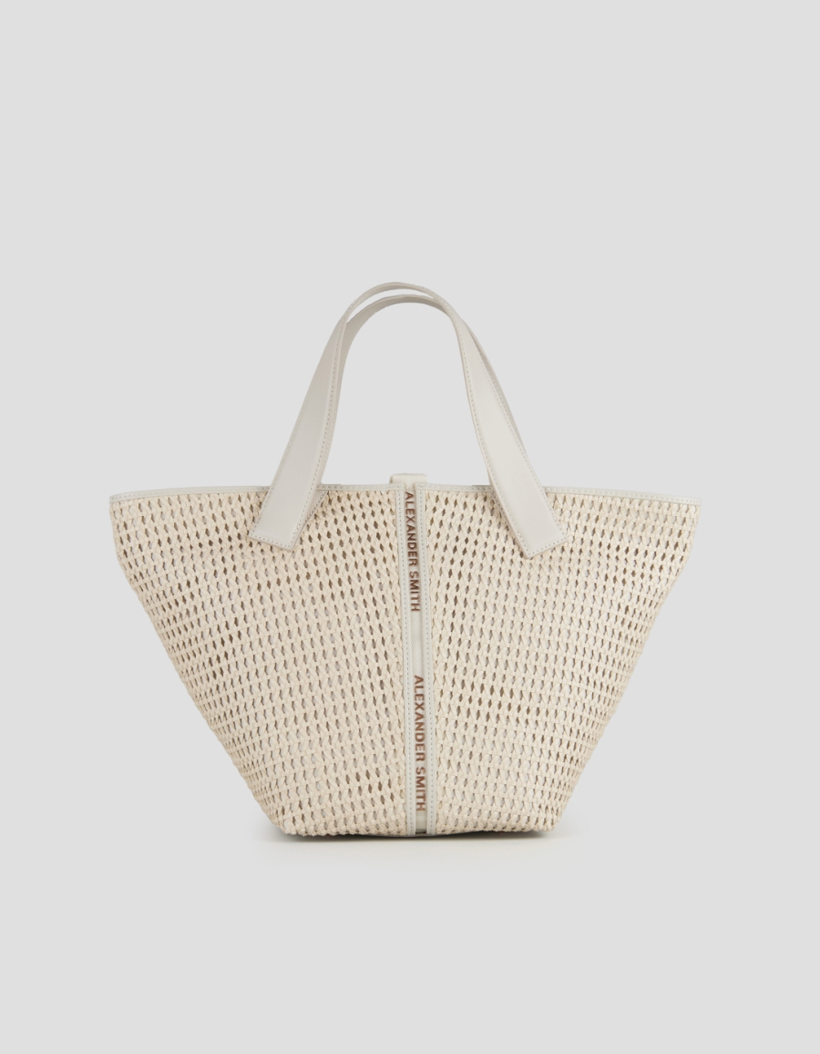 Sneakers Alexander Smith lauren medium borsa a mano con tracolla in intrecciato bianco - 1