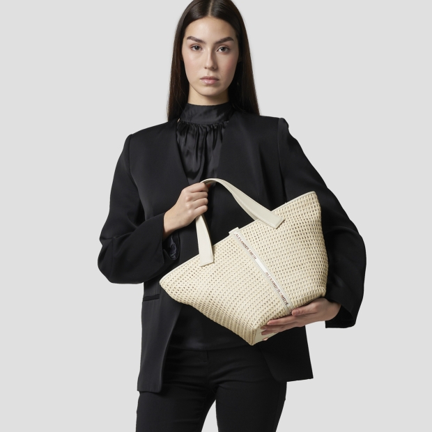 Sneakers Alexander Smith lauren medium borsa a mano con tracolla in intrecciato bianco - 2