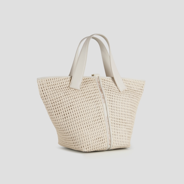 Sneakers Alexander Smith lauren medium borsa a mano con tracolla in intrecciato bianco - 3