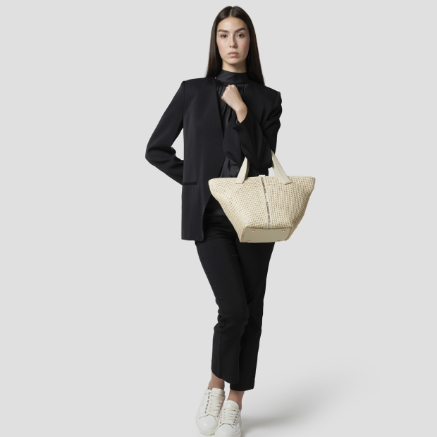 Sneakers Alexander Smith lauren medium borsa a mano con tracolla in intrecciato bianco - 7