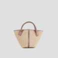 Lauren Borsa a mano con tracolla in rafia beige e manico intrecciato nude