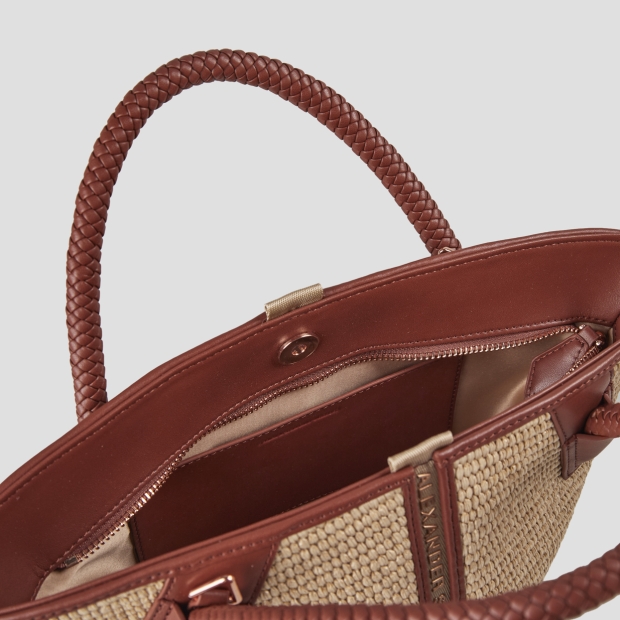 Sneakers Alexander Smith lauren small borsa a mano con tracolla in rafia beige e manico intrecciato marrone - 6