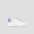 Lancaster Donna in pelle bianca e tallone con strass azzurri