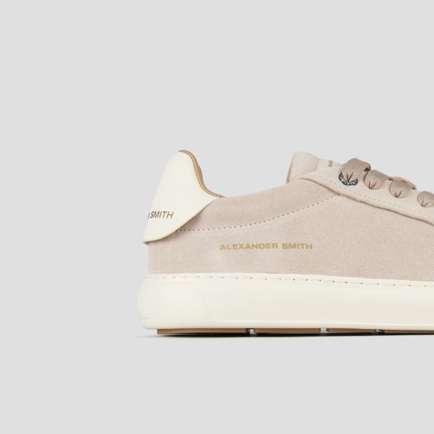 Sneakers Alexander Smith soho uomo in suede beige e tallone in pelle bianca - 3